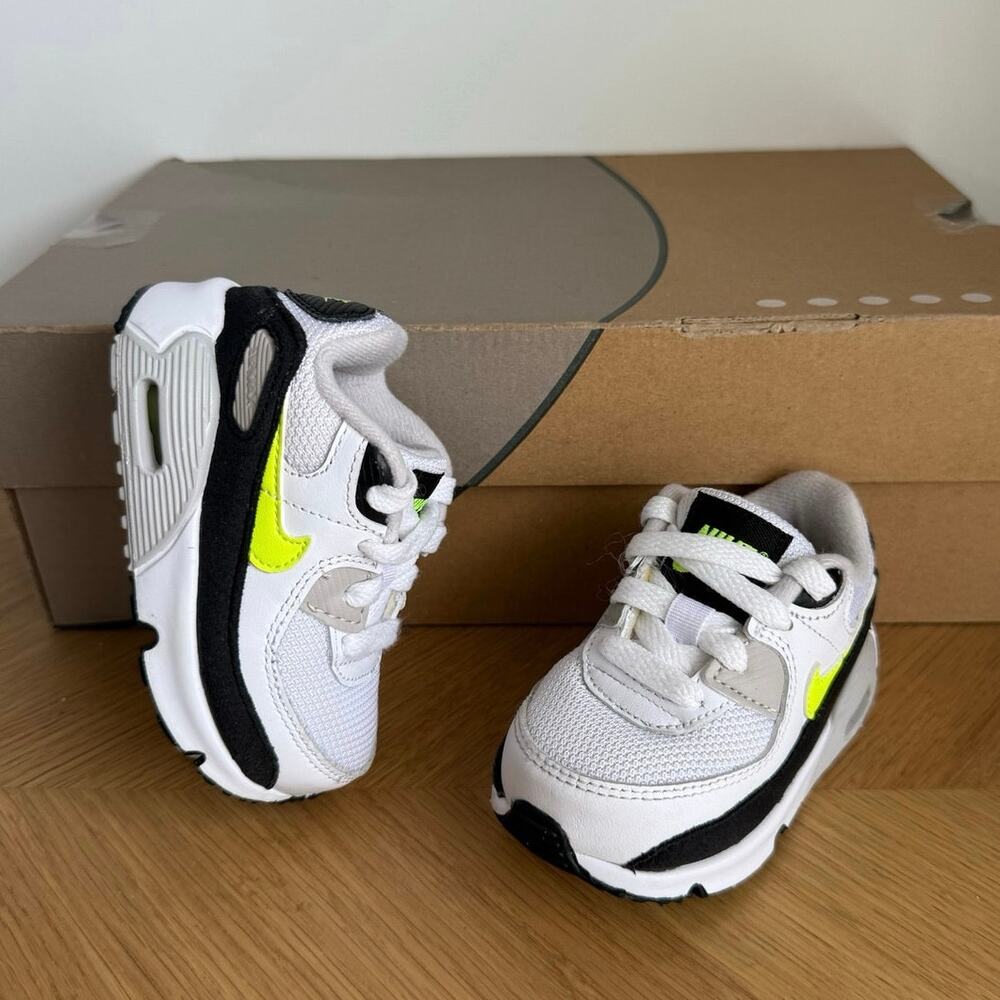 Nike Air Max 90 White/Hot Lime Toddler Sneakers- SZ 5 C